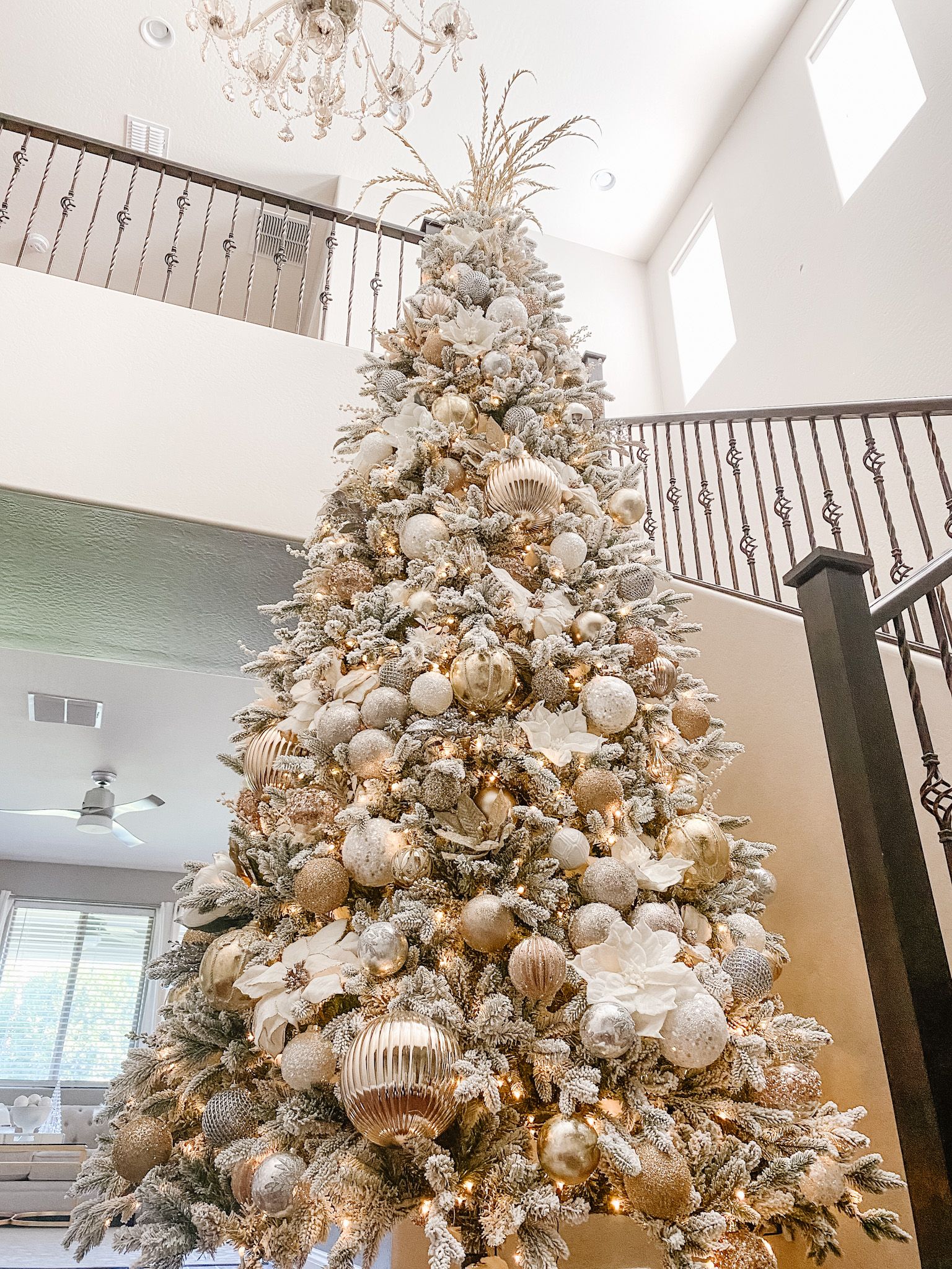 White Christmas Tree with Gold Ornaments