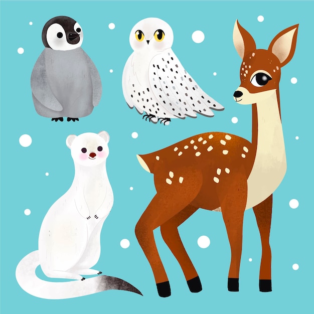 Winter animal drawing ideas