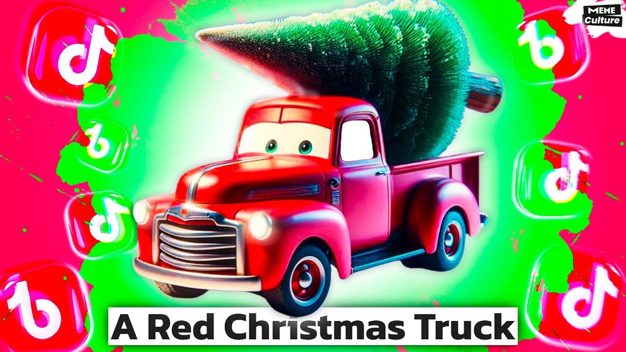 Little Red Truck with Christmas Tree