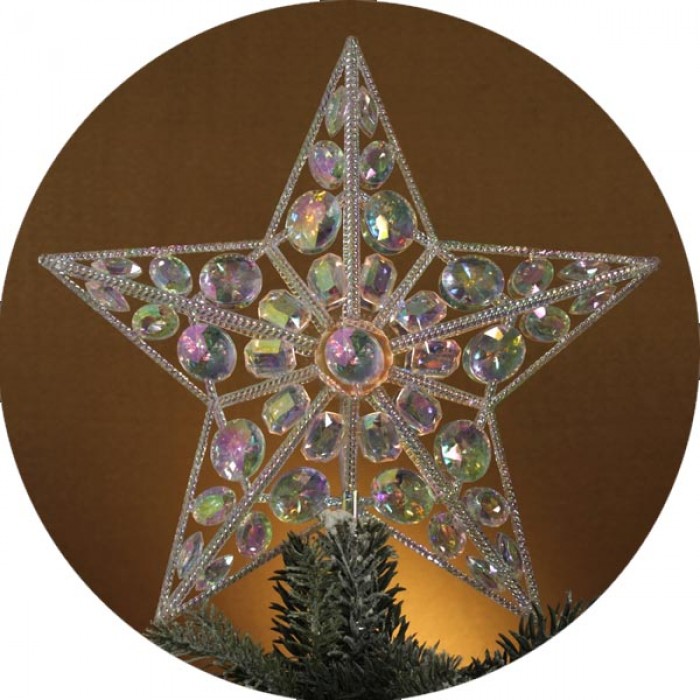 Glass Star Christmas Tree Topper with Iridescent Finish