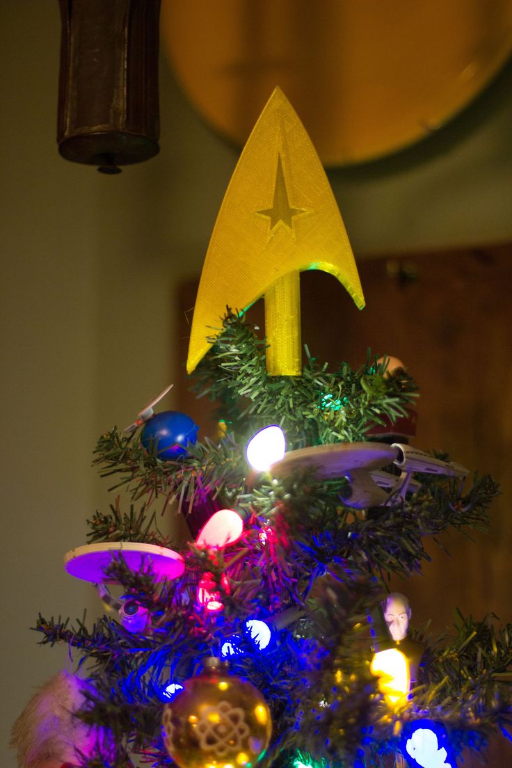 Red Christmas Tree with Starfleet Logo