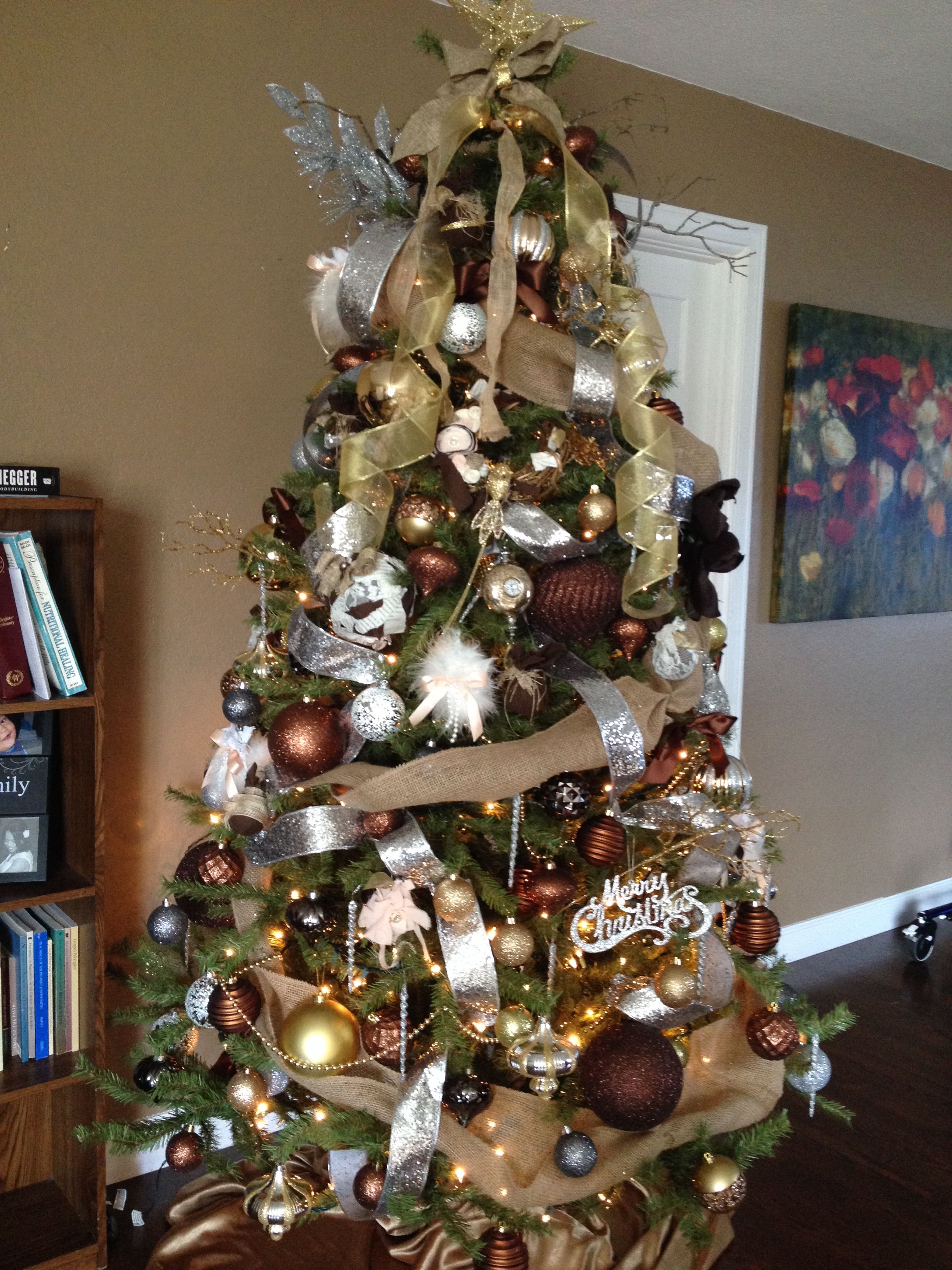 Brown and Burlap Christmas Tree