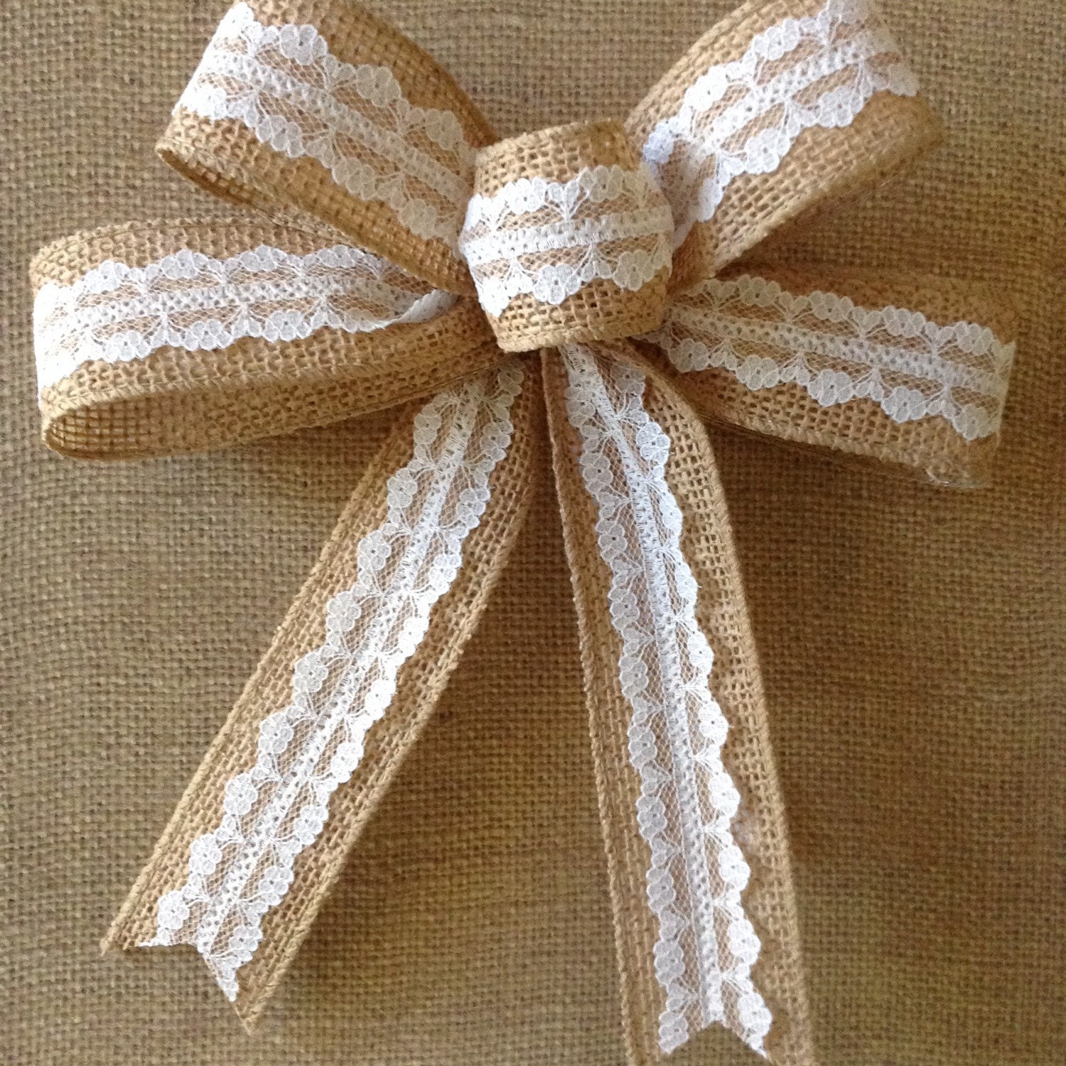 Burlap and lace bow