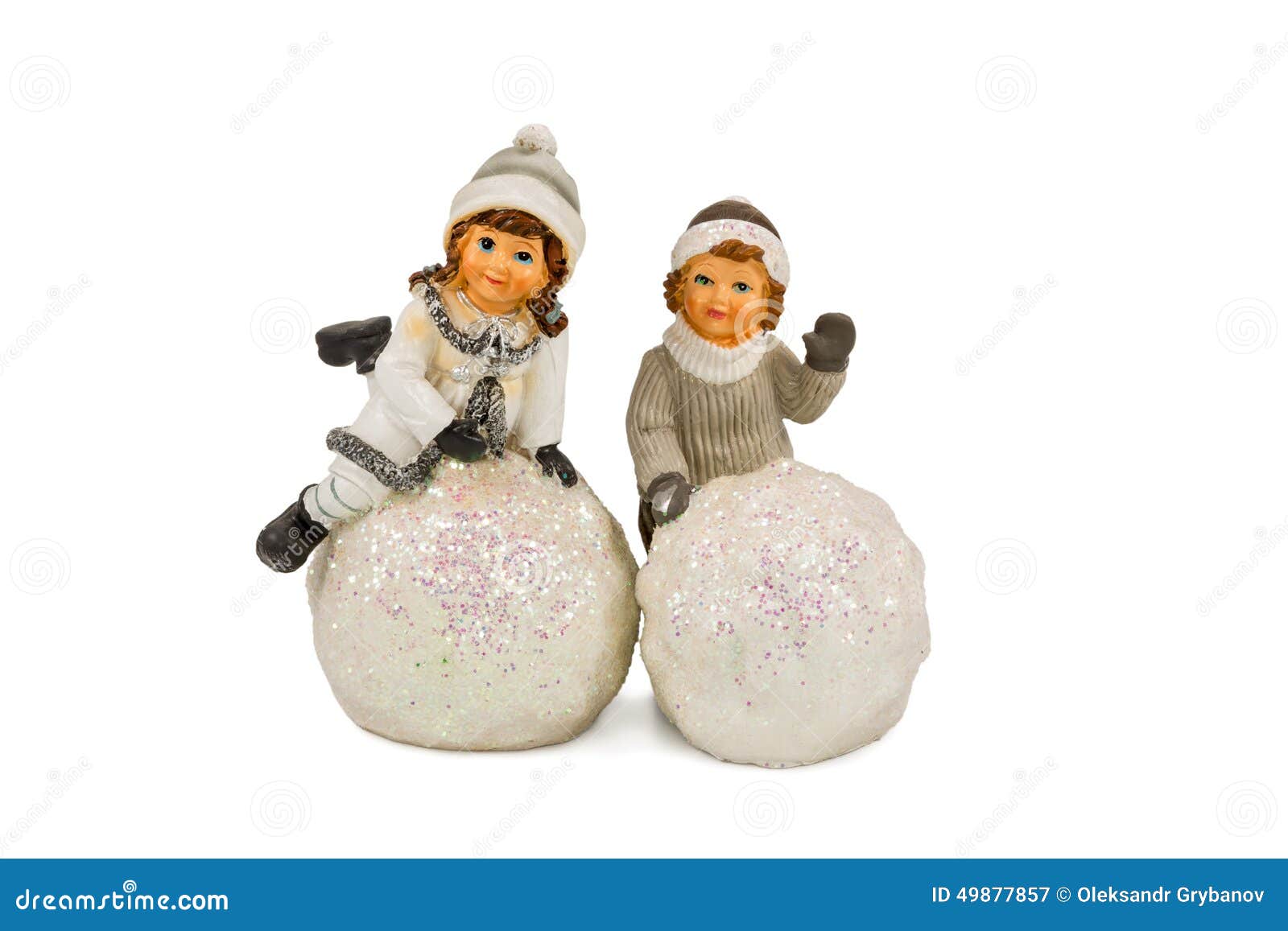 Children playing in the snow ornament