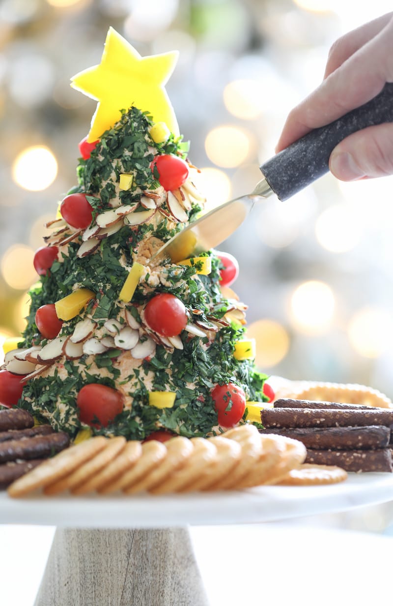 Christmas Tree Cheese Ball Appetizer Recipe