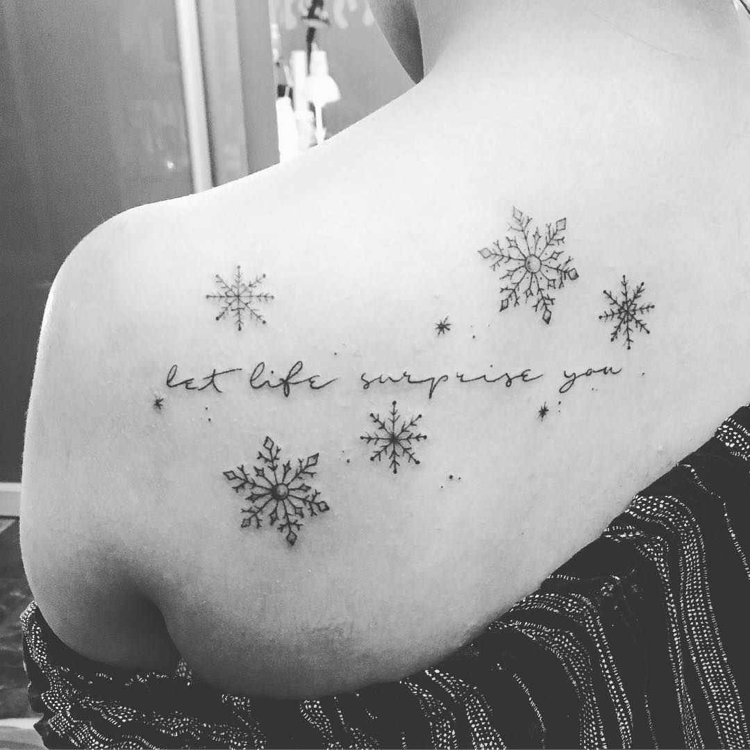 Christmas Tree with Snowflakes Tattoo