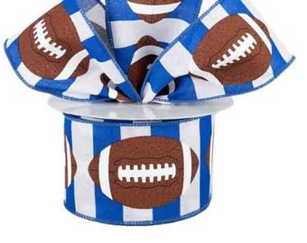 Cowboys Blue and White Striped Ribbon