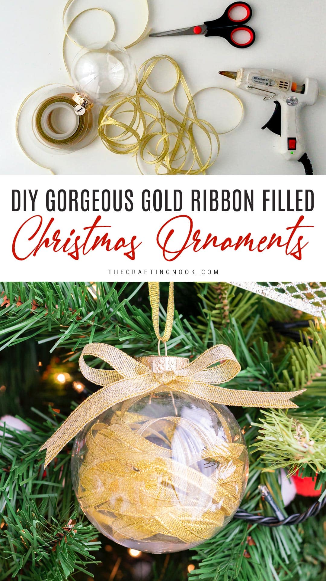 DIY Gold Ribbon Ornaments