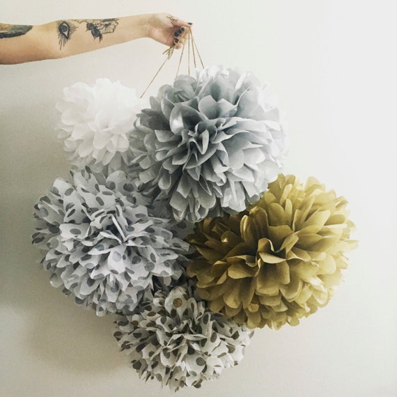 DIY Silver Pom Pom Decorations