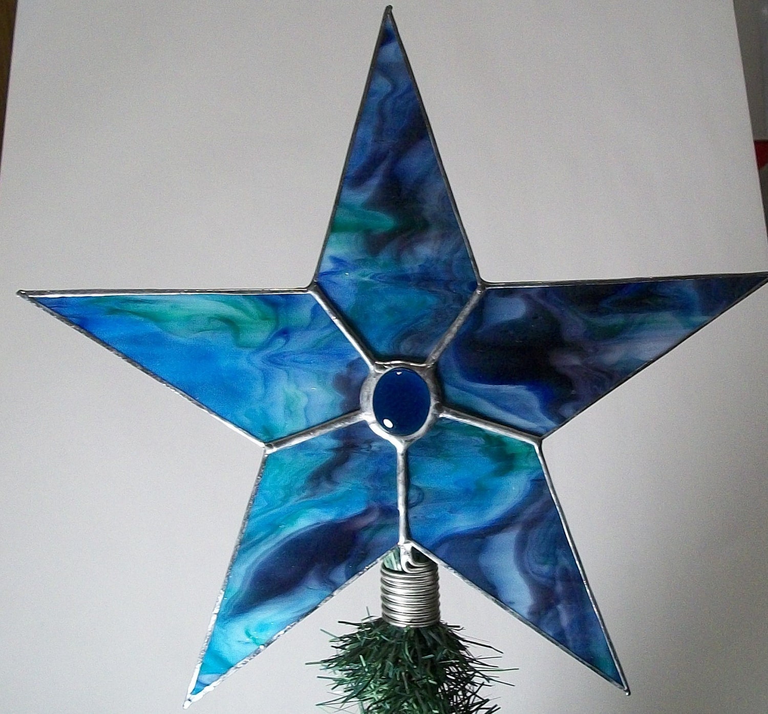 Glass Star Tree Topper in Cobalt Blue