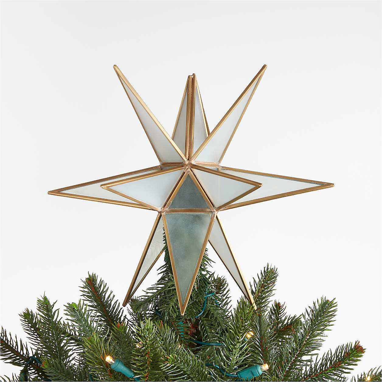 Glass Star Tree Topper with Frosted Finish