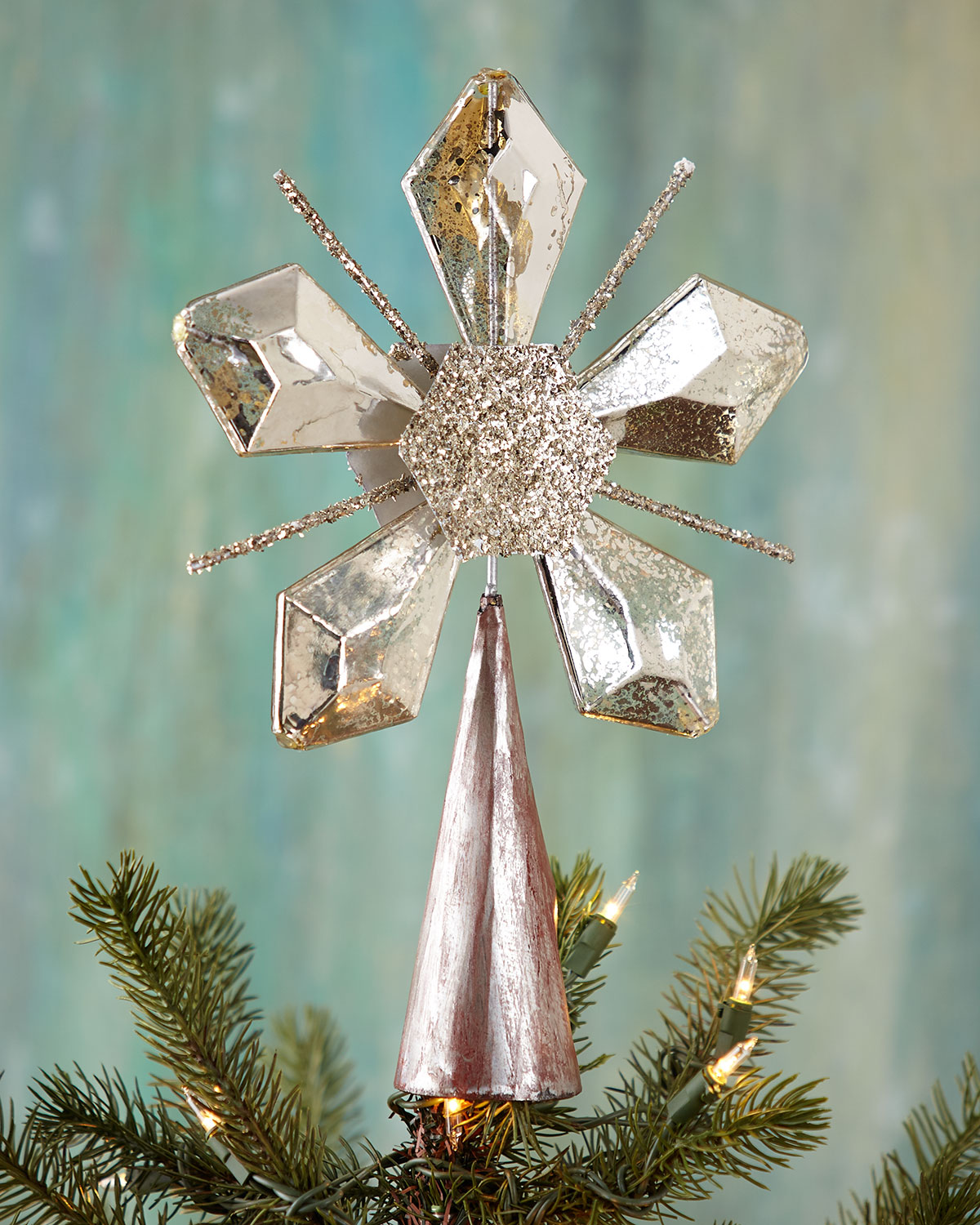 Glass Star Tree Topper with Mercury Finish