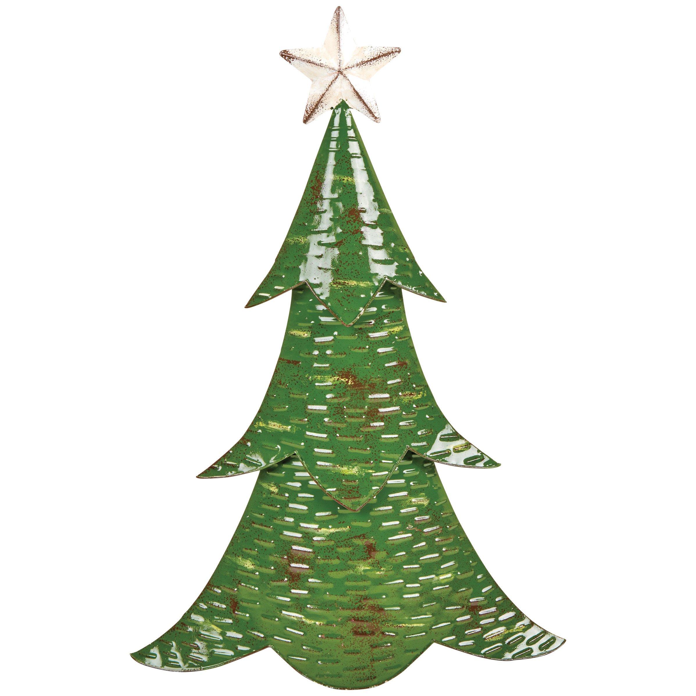 Green Christmas tree with metallic accents