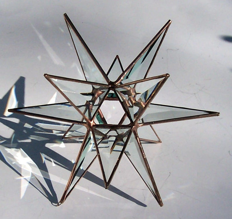 Hand-Blown Glass Star Tree Topper in Clear