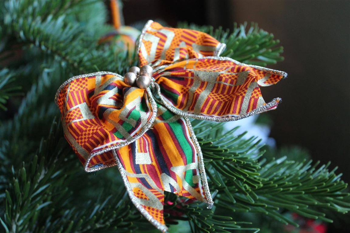 Kente Christmas Tree Ribbon Decorating Ideas