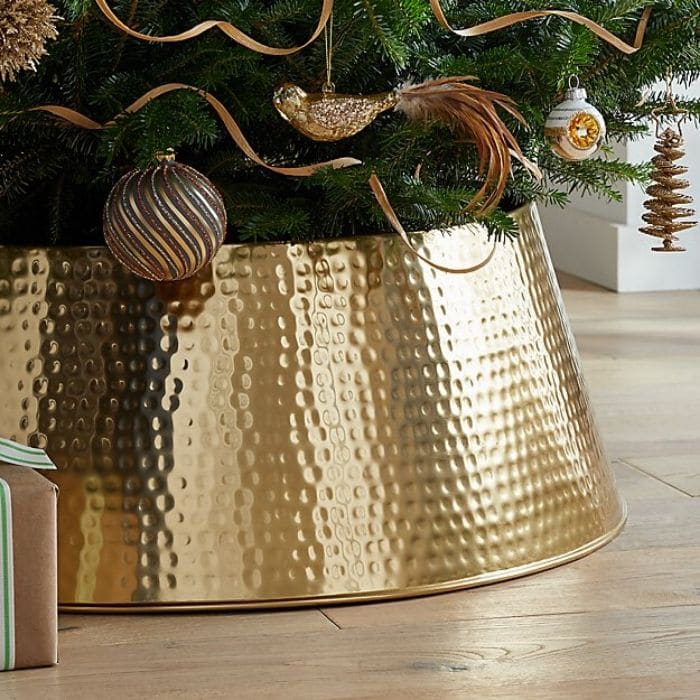 Modern Christmas tree base with geometric shapes and lights