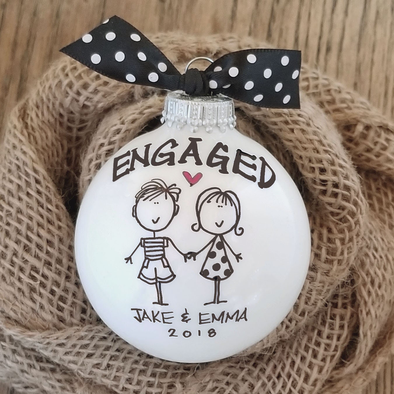 Monogrammed Engagement Ornaments