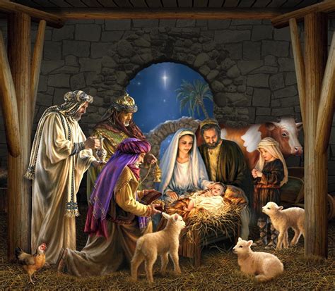 Oil Painting Nativity Scene