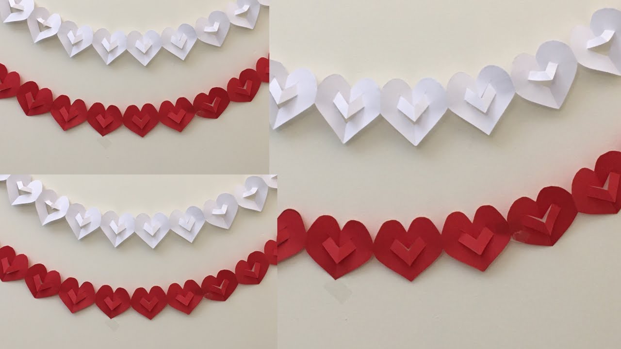 Paper Heart Chain Garland