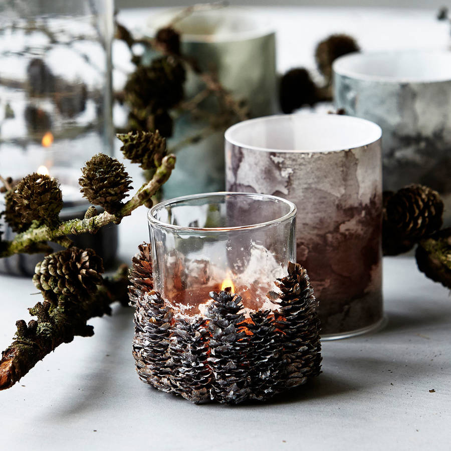 Pinecone and Ribbon Tea Light Holder