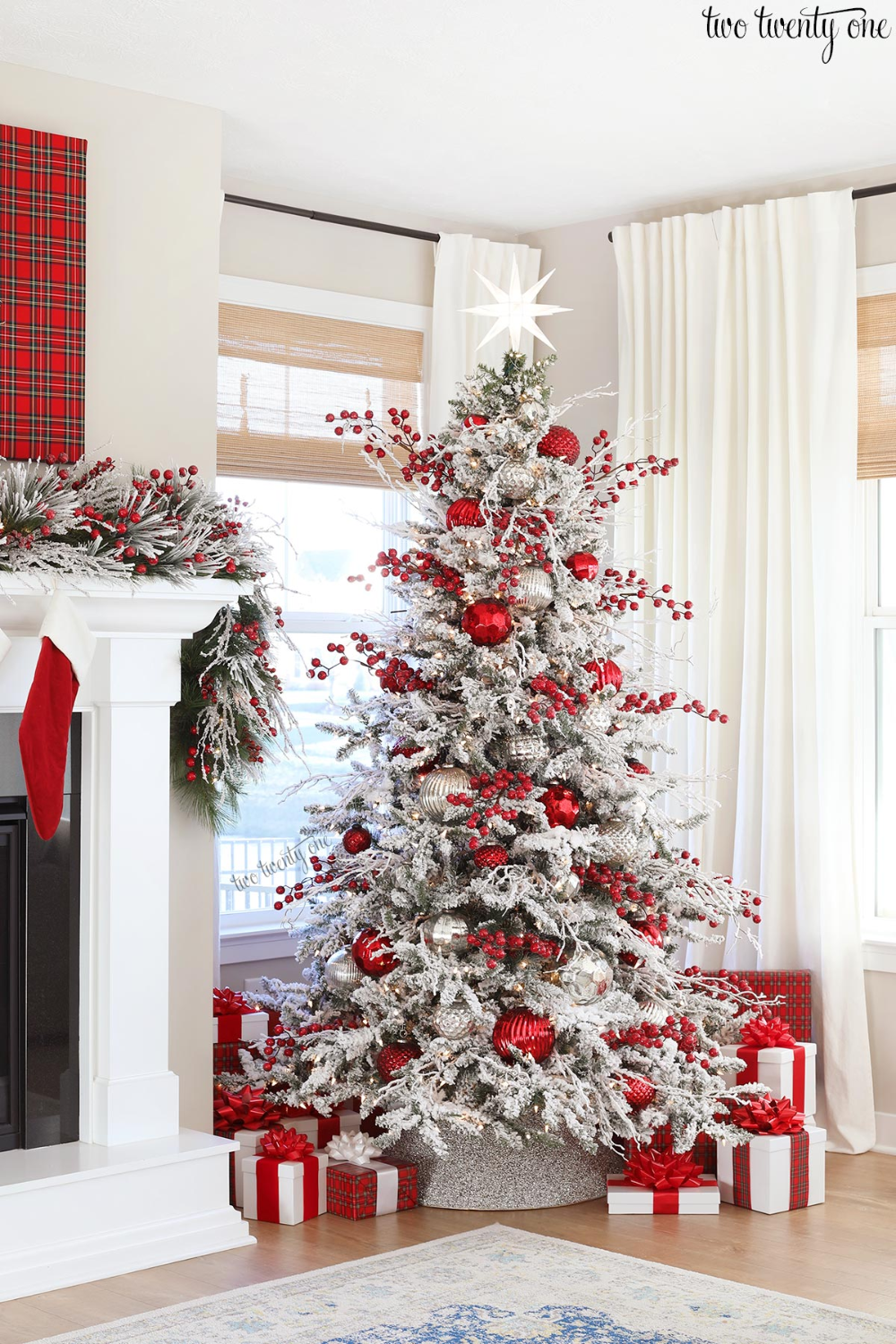 Silver And Red Christmas Tree Decorations Ideas