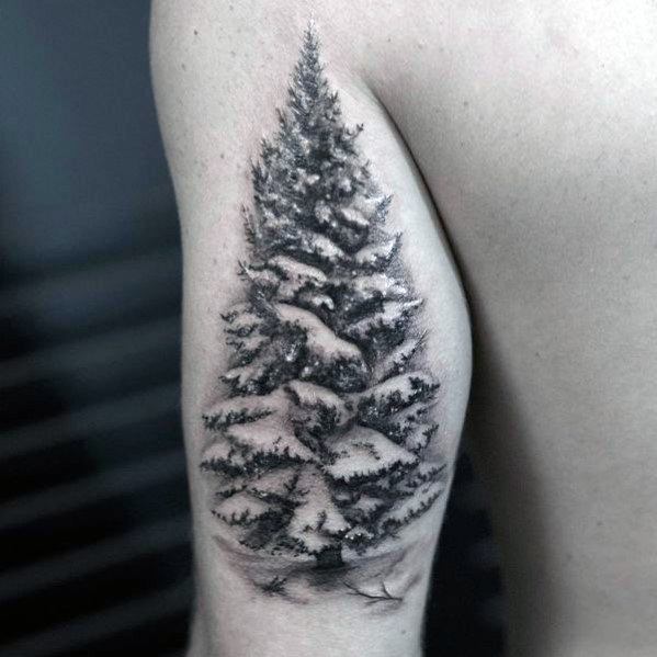 Snowy Christmas Tree Tattoo