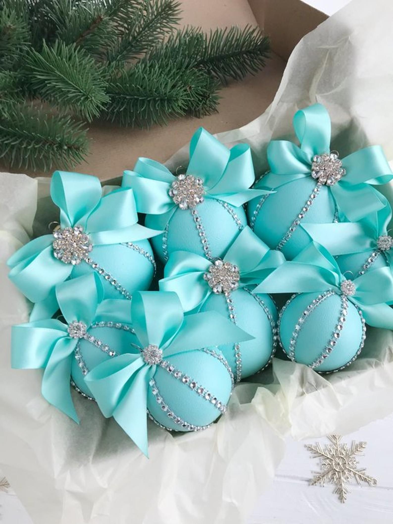 Tiffany Blue Christmas Tree Ornaments