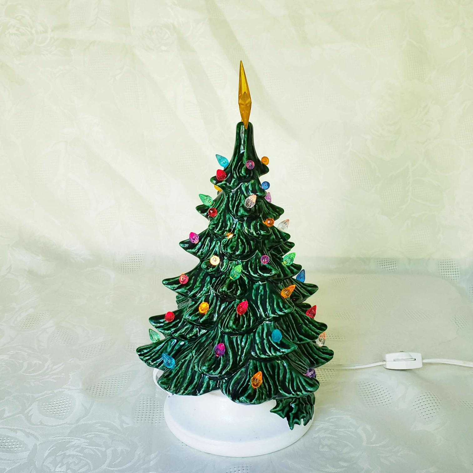 Vintage Christmas tree base with lace and ribbons