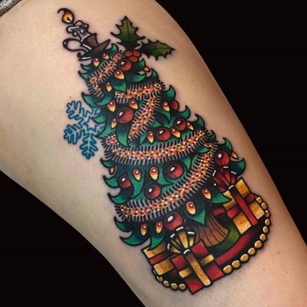 Vintage Christmas Tree Tattoo