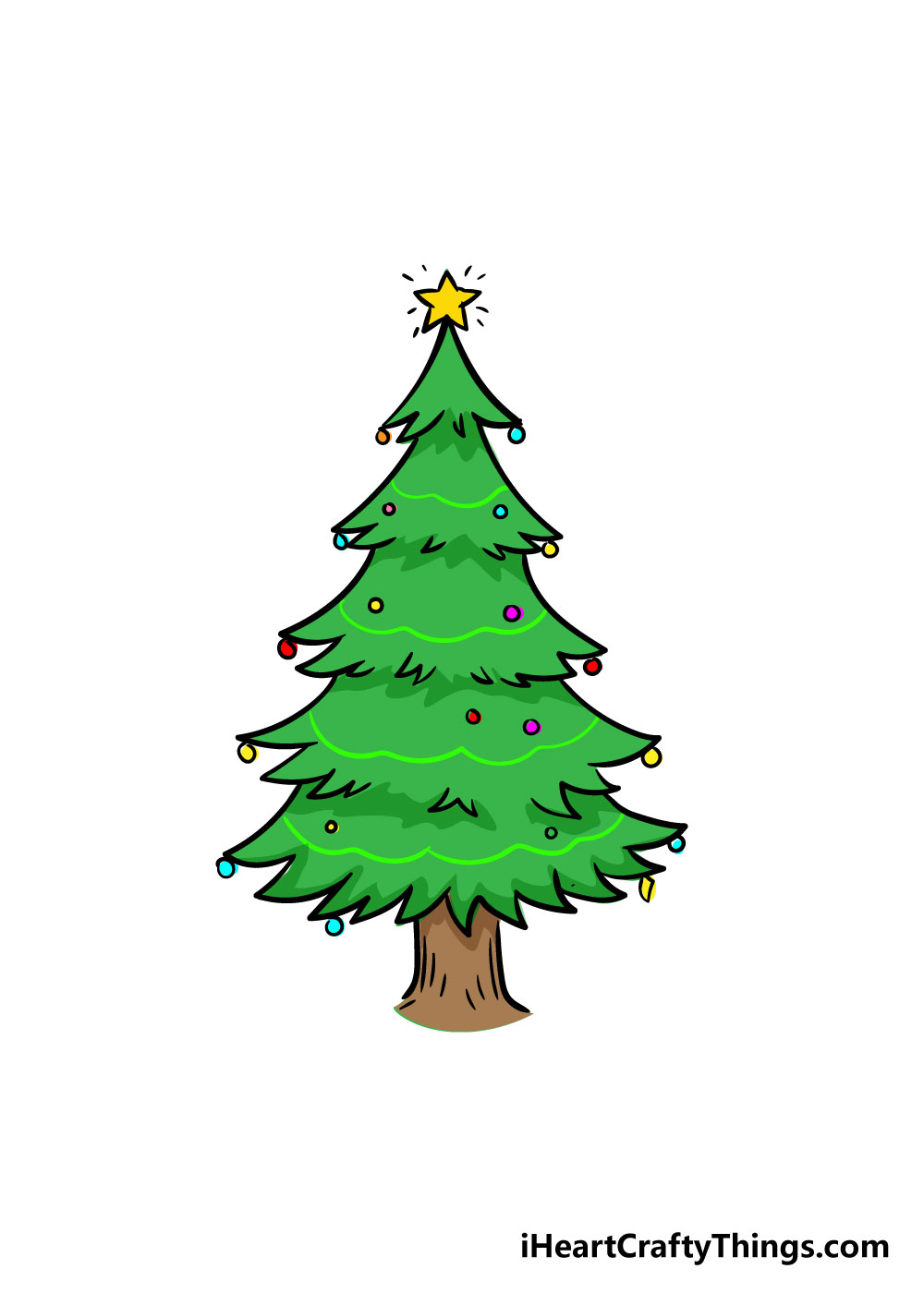 Christmas Tree Sketch with Ornaments