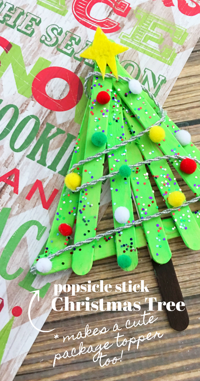 Popsicle stick Christmas tree craft for kids